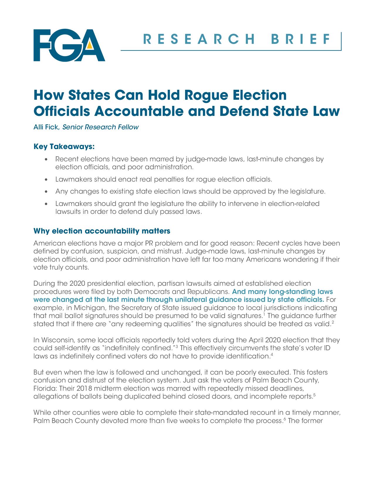 How States Can Hold Rogue Election Officials Accountable and Defend State Law