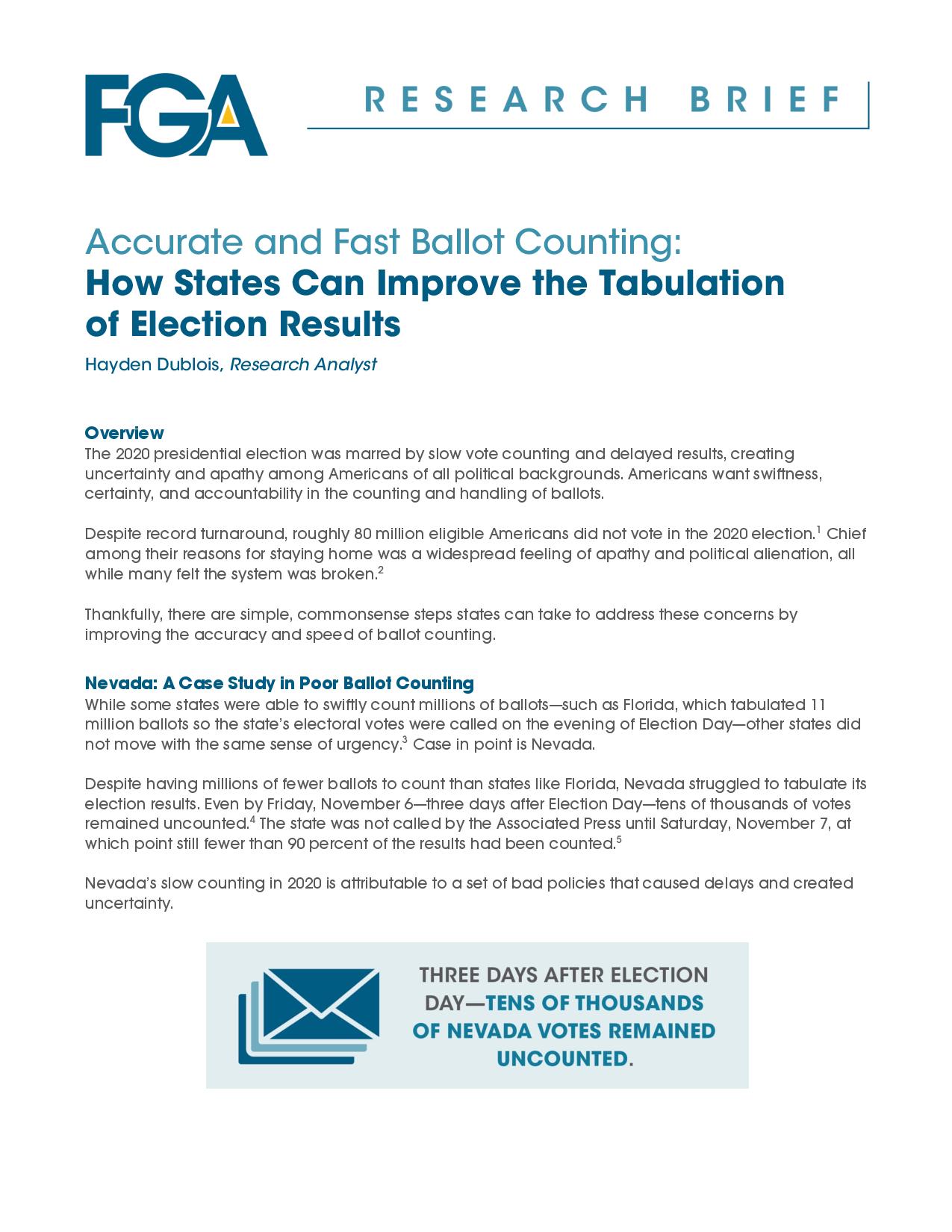 Accurate and Fast Ballot Counting: How States Can Improve the Tabulation of Election Results