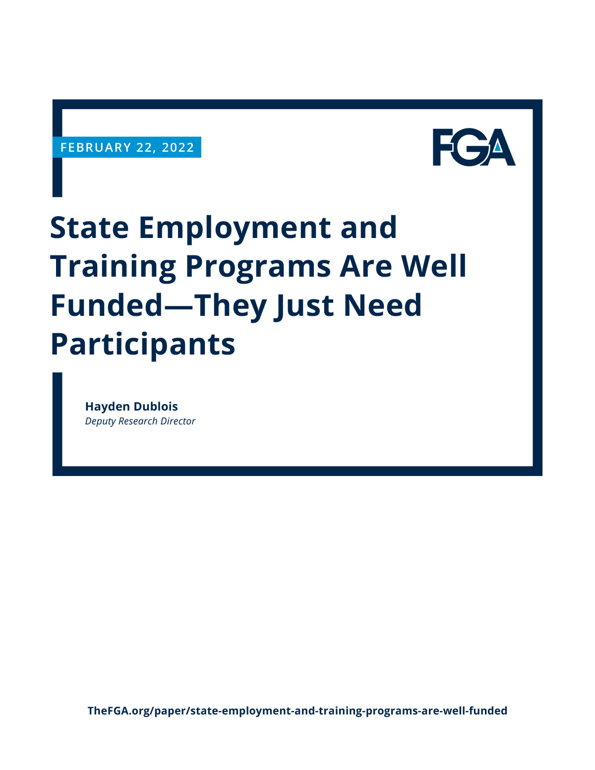 State Employment and Training Programs Are Well Funded—They Just Need Participants
