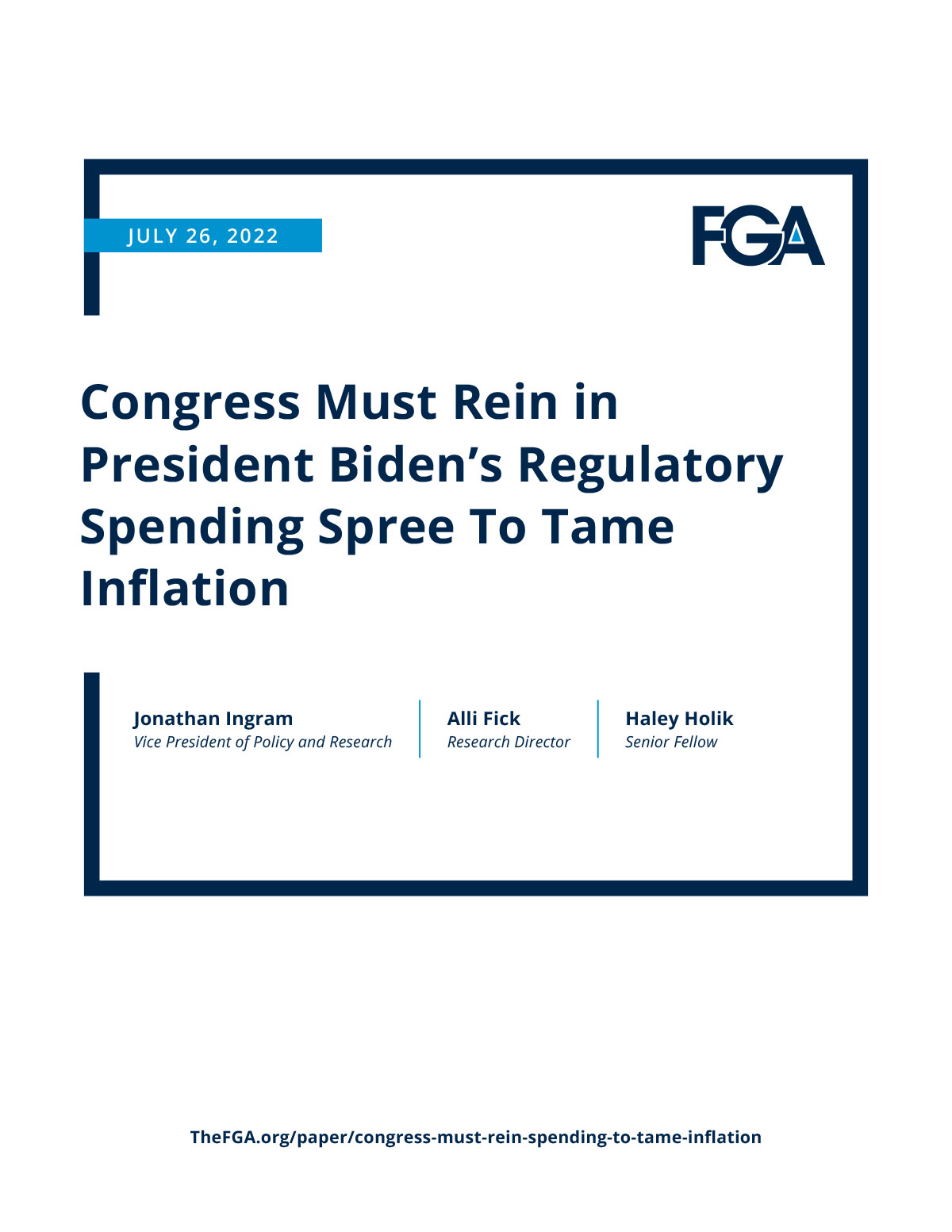 Congress Must Rein in President Biden’s Regulatory Spending Spree to Tame Inflation