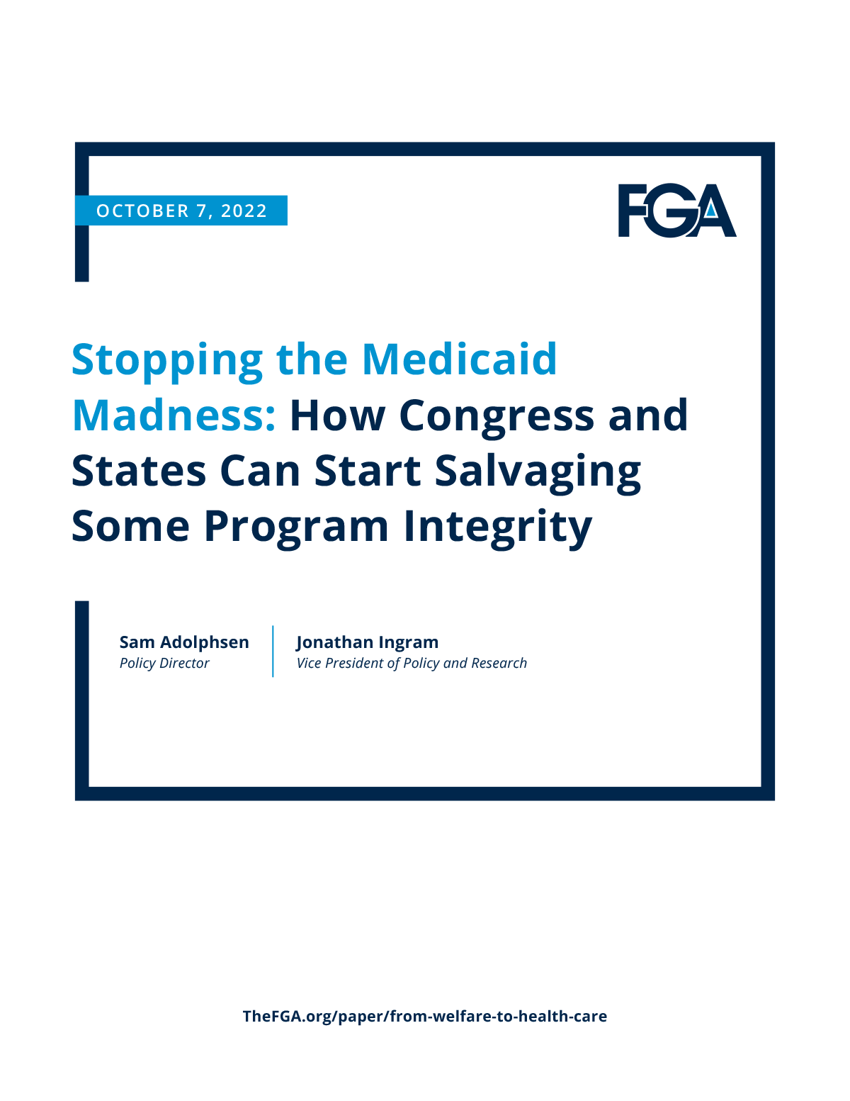 Stopping the Medicaid Madness: How Congress and States Can Start Salvaging Some Program Integrity