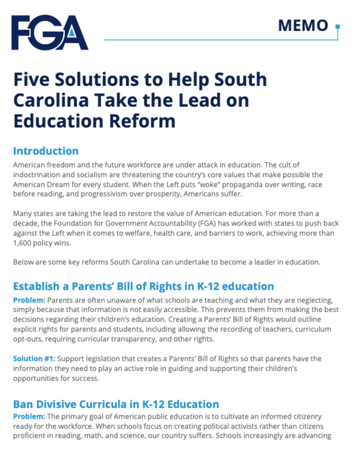 Five Solutions to Help South Carolina Take the Lead on Education Reform