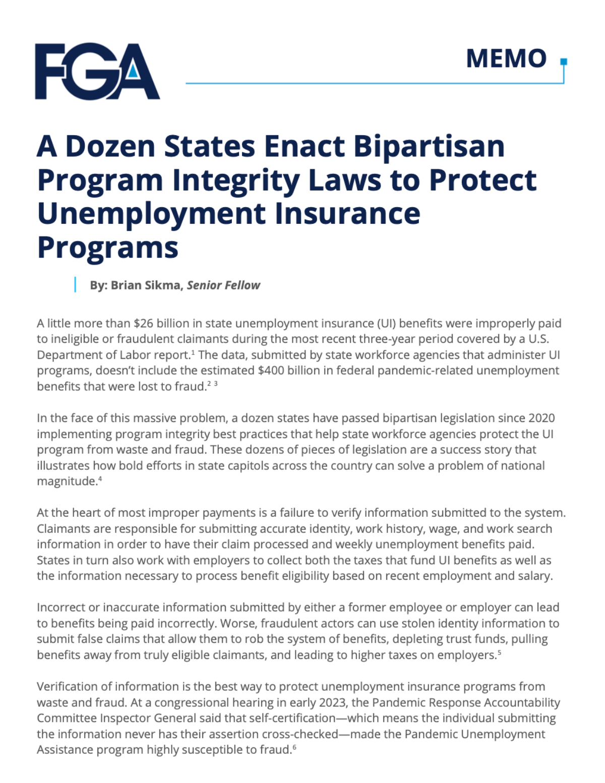 A Dozen States Enact Bipartisan Program Integrity Laws to Protect Unemployment Insurance Programs