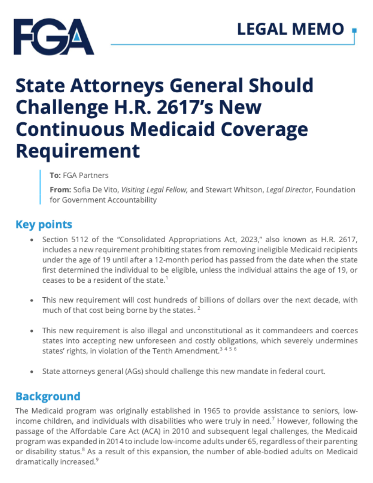 State Attorneys General Should Challenge H.R. 2617’s New Continuous Medicaid Coverage Requirement