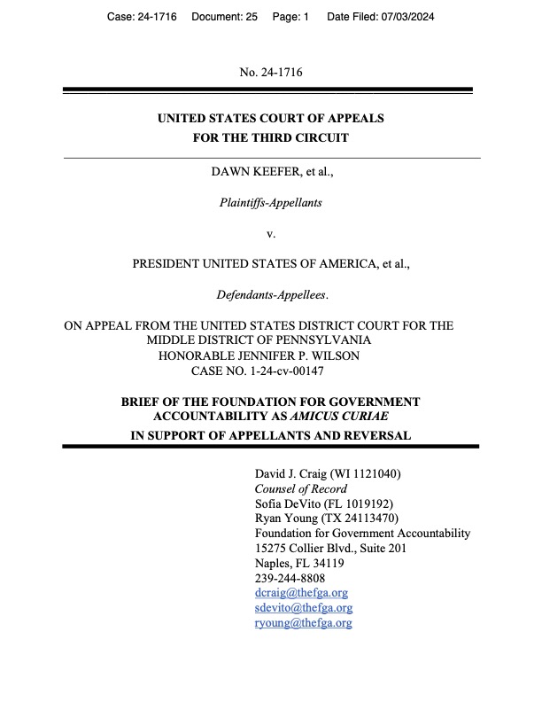 FGA Amicus Brief: Keefer vs. President of the United States